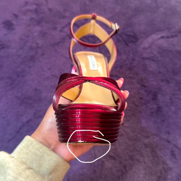 Aquazurra Sundance Metallic Leather Platform Sandals Size 40 - Picture 13 of 13
